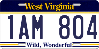 WV license plate 1AM804