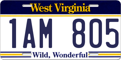 WV license plate 1AM805