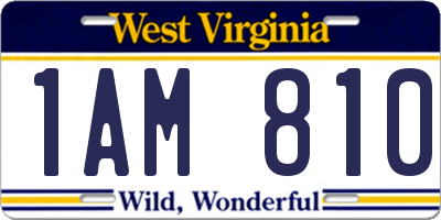 WV license plate 1AM810