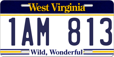 WV license plate 1AM813