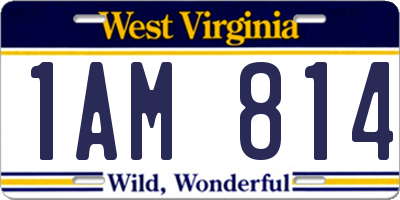 WV license plate 1AM814