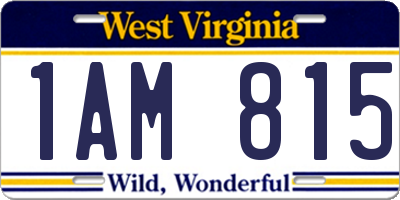 WV license plate 1AM815