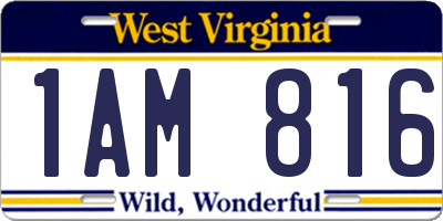 WV license plate 1AM816
