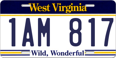 WV license plate 1AM817