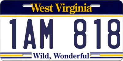 WV license plate 1AM818
