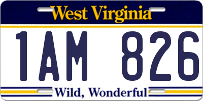 WV license plate 1AM826
