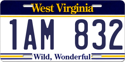 WV license plate 1AM832