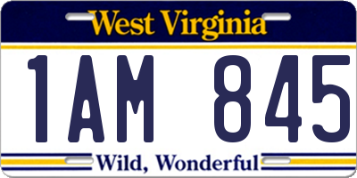 WV license plate 1AM845