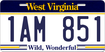 WV license plate 1AM851