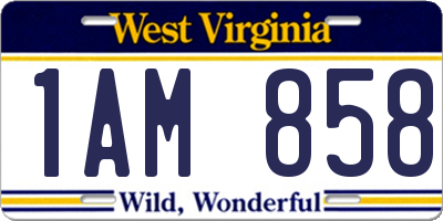 WV license plate 1AM858