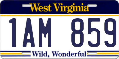 WV license plate 1AM859