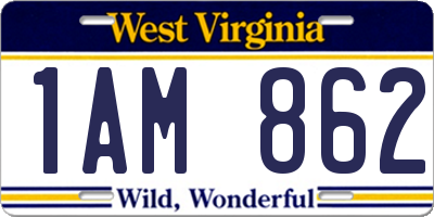 WV license plate 1AM862