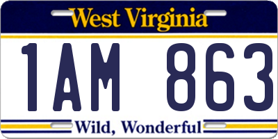 WV license plate 1AM863