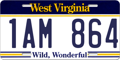 WV license plate 1AM864