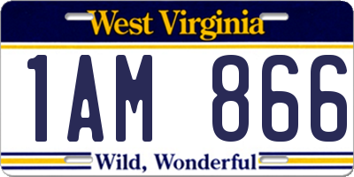 WV license plate 1AM866