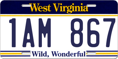 WV license plate 1AM867