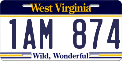 WV license plate 1AM874