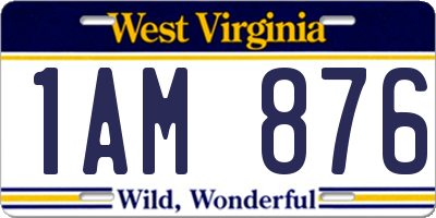 WV license plate 1AM876