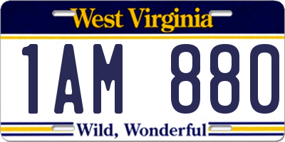 WV license plate 1AM880