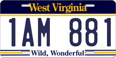 WV license plate 1AM881