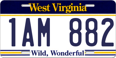 WV license plate 1AM882