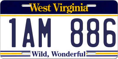 WV license plate 1AM886