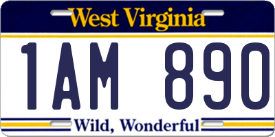 WV license plate 1AM890