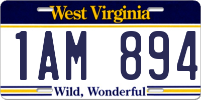 WV license plate 1AM894