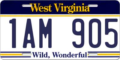 WV license plate 1AM905