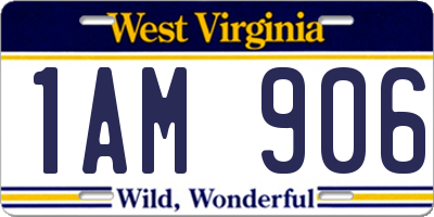 WV license plate 1AM906