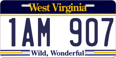 WV license plate 1AM907