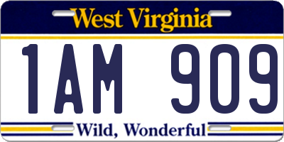 WV license plate 1AM909