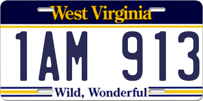 WV license plate 1AM913