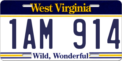 WV license plate 1AM914