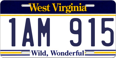 WV license plate 1AM915