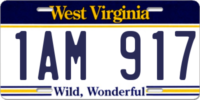 WV license plate 1AM917