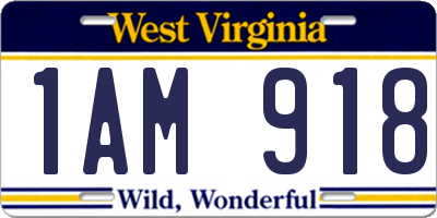 WV license plate 1AM918