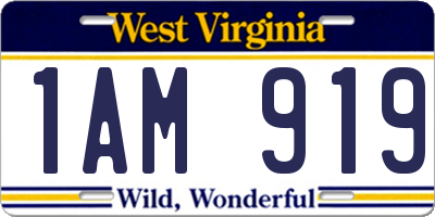 WV license plate 1AM919