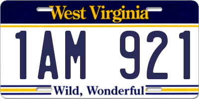 WV license plate 1AM921