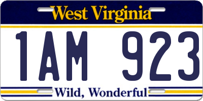 WV license plate 1AM923