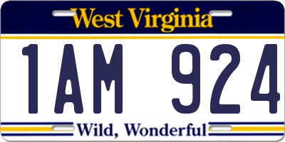 WV license plate 1AM924