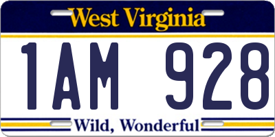 WV license plate 1AM928