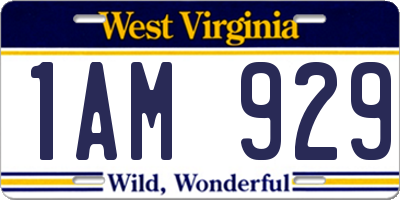 WV license plate 1AM929