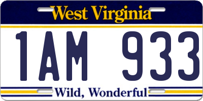 WV license plate 1AM933
