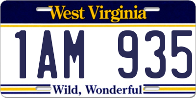 WV license plate 1AM935