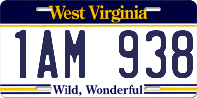 WV license plate 1AM938