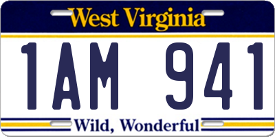 WV license plate 1AM941