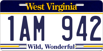 WV license plate 1AM942
