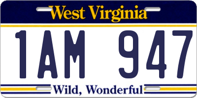 WV license plate 1AM947