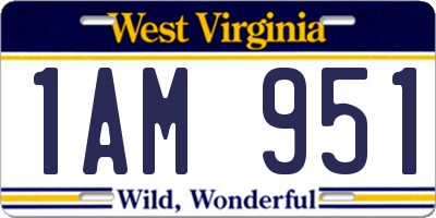 WV license plate 1AM951